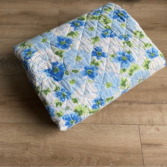 Vintage Quilt handmade blue floral quilt full / double size - Picture 5 of 6